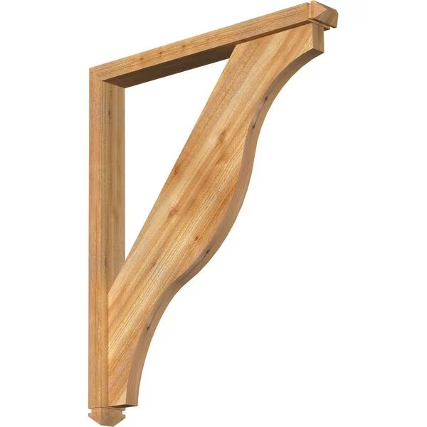 Funston Arts and Crafts Rough Sawn Bracket w/ Offset Brace, Western Red Cedar, 4